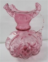 Vintage Cranberry Glass Pitcher. Measures: 7.5"