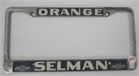 Vintage Selman Chevrolet plate frame.