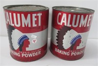 (2) 8 1/4" Tall Calumet baking powder cans.