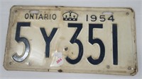 1954 Ontario license plate.