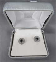 Pair of sterling Silver white diamond earrings.