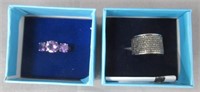 Size 9 1/2 sterling Silver amethyst rings and