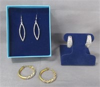 (3) Pair of earrings, including gold tone