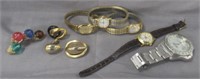 Wrist watches, and single costume earrings.