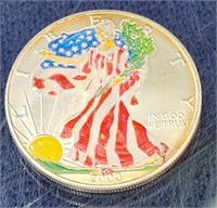 2000 Liberty 1 Oz Fine Silver Dollar, colored