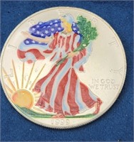 1999 Liberty 1 oz Fine Silver dollar, colored