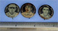 3 turn of the century baseball pin back buttons