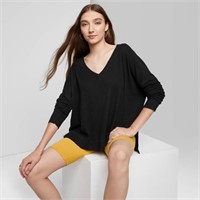 Women's Long Sleeve V-Neck Cozy Rib T-Shirt- XXL