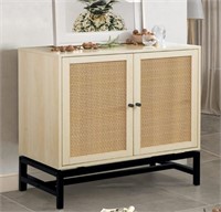AWQM Accent Cabinet,Rattan Cabinet with 2 Doors
