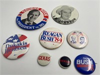 Reagan, Bush,  LBJ, Nixon etc  pin backs