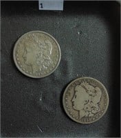 1890-O, 1892-O Morgan Dollars F+, VG.