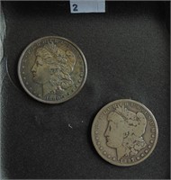 1890, 1897-S Morgan Dollars VF (polished), VG.