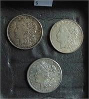 1921-D, 1921-D, 1921-S Morgan Dollars AU, XF, VF.