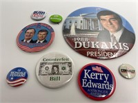 Presidential pins Bush Connelly McGovern Dukakis