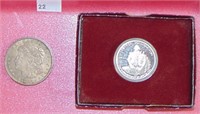 1921 Morgan Dollar XF. 1982-S Proof Washington Hal