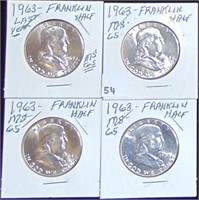4 1963 Franklin Half Dollars MS (last year).