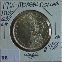 1921 Morgan Dollar MS63/64. Wow!