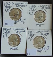 4 Washington Quarters: 1961 P,D. 1962 P, D. Wow!