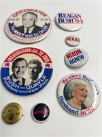 Presidential campaign pinbacks Goldwater Nixon etc