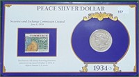1934 Peace Dollar & Stamp