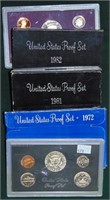 5 U.S. Proof Sets: 1968-S 40% Silver. 1972, 81, 82