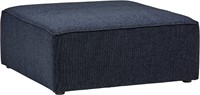 Rivet Audrey Modern Ottoman, 39"W, Denim