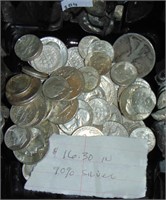 $16.30 face value 90% Silver Coins VG-MS.