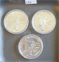 3 Olympiad Silver Dollars 1983-S MS.