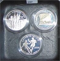 3 Modern U.S. 90% Silver Dollars.