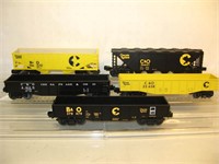 O Lionel B&O and C&O Freight Cars Lot of 5