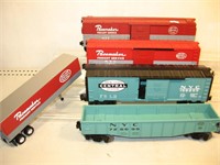O Lionel NYC Freight Cars and Truck Trailer