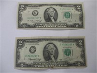 (2) 1976 Series Green Seal $2 Notes