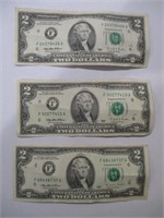 (3) 1995 Series Green Seal $2 Notes