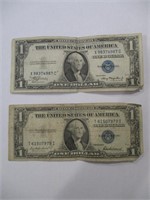 (2) $1 Blue Seal Silver Cert. 1935-A & 1935-F