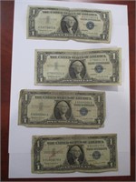 (4) 1957-B Blue Seal $1 Silver Certificates
