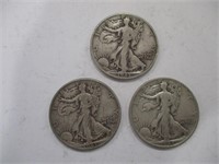 (3) 1943 Walking Liberty 1/2 Dollars