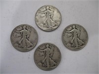 (4) 1945 Walking Liberty 1/2 Dollars