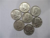 (7) 1964-D Kennedy Half Dollars