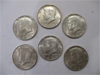 (6) 1964-D Kennedy Half Dollars