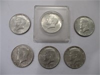 (6) 1964-D Kennedy Half Dollars