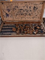 Wooden Box w/Alphabet Stamps