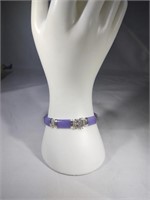 Sterling silver and purple jade (dyed) bracelet.