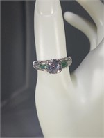 Tacori sterling silver and CZ solitaire ring with