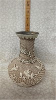 Vintage Dynasty Vase Carved Resin Faux Ivory over