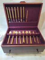 Cosmos stainless steel gold tone flatware set