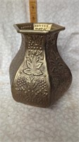 Vintage Brass?? Vase 6-Sided Bohemian 1970s Decor