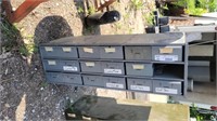 18 Drawer Metal Cabinet - approx 34" x 11" x 11"