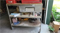 3 Shelf Rolling Cart on Casters - has 1 drawer