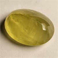 CERT 49.95 Ct Faceted Heliodor Gemstone, Oval Shap