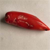 CERT 32.75 Ct Bamboo Red Coral Gemstone, Oval Shap